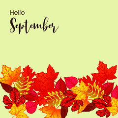 Hello, September poster design stock illustration. Welcome, September.