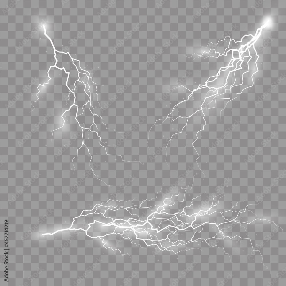 Poster set of zippers, thunderstorm and effect lightning.