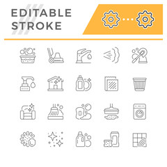 Set line icons of cleaning