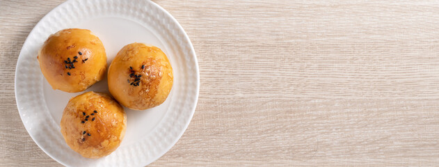 Moon cake yolk pastry for Mid-Autumn Festival holiday.