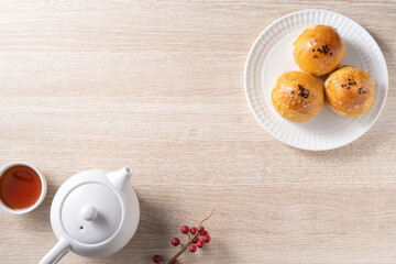 Moon cake yolk pastry for Mid-Autumn Festival holiday.