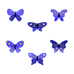 Set of decorative doodle butterflies.