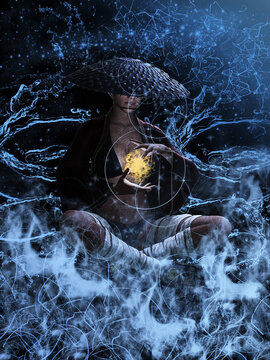 3D rendered illustration of woman sorceress to conjure magic
