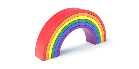 Gay pride rainbow arch, LGBT sign on white background. Spectrum colors for sexual diversity. 3d illustration