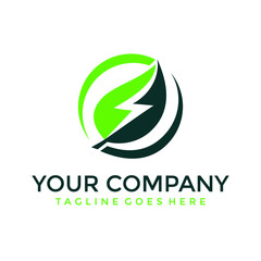 leaf energy icon logo design idea