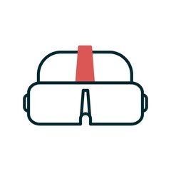 VR Glasses Two Color Vector Line Icon Design