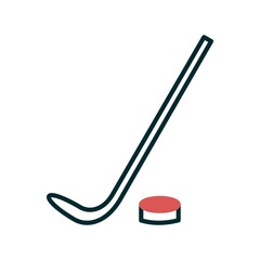 Ice Hockey Two Color Vector Line Icon Design