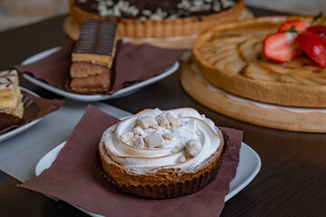 Breakfast coffee with various pastries