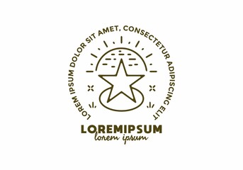 Star and sun line art illustration with lorem ipsum text