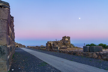 Sunset view of the remains of the crusader Belvoir Fortress