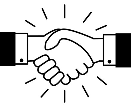 Handshake. Business deal or salute illustration concept. Vector icon.