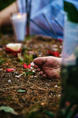 Woman Sitting Barefoot During Temazcal Ritual