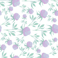 Pink flowers on white seamless pattern art design stock vector illustration for web, for print, for fabric print
