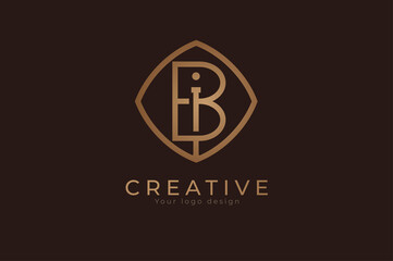 initial letter BI Monogram logo, usable for personal, wedding, branding and business logos, Flat Logo Design Template, vector illustration