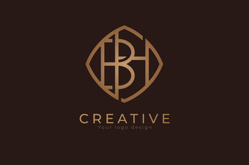 initial letter BH Monogram logo, usable for personal, wedding, branding and business logos, Flat Logo Design Template, vector illustration