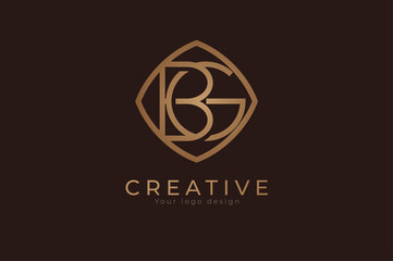 initial letter BG Monogram logo, usable for personal, wedding, branding and business logos, Flat Logo Design Template, vector illustration