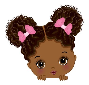 Cute Little Peekaboo Baby Girl with Afro Buns