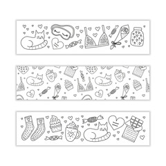 Banners with doodles for Hygge Valentine s day.