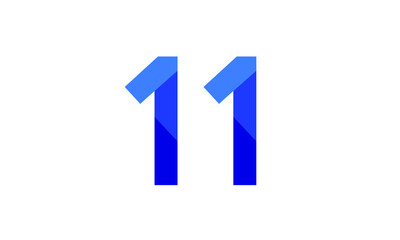 11 Number Modern Flat Blue Logo