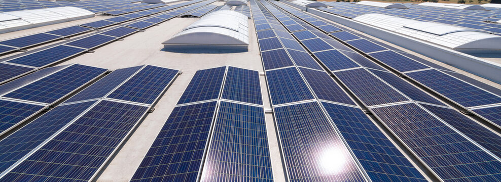 Solar Panels On A Flat Roof.