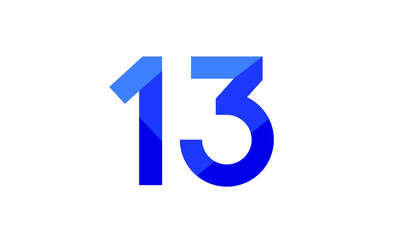 13 Number Modern Flat Blue Logo