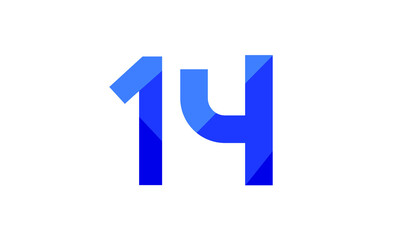 14 Number Modern Flat Blue Logo