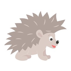 Forest animal hedgehog vector illustration. Funny cute hedgehog isolated flat object