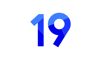 19 Number Modern Flat Blue Logo