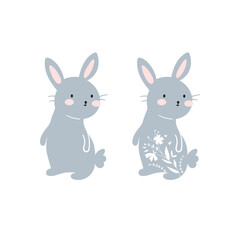 Obraz na płótnie Canvas Cute floral bunny illustration