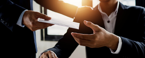 Boss or manager dismiss businessman by giving last salary