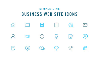 ビジネスWEBサイトのアイコンセット　ホームページ　HP　ウェブ　会社概要　事業内容　ABOUT