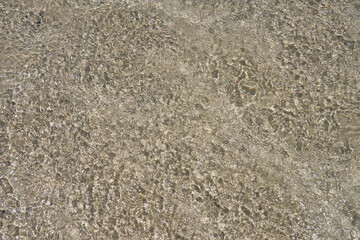 Surface of clear water on tropical sandy beach in Crete Greece.