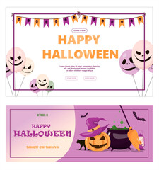 Vector banner for Halloween Cartoon template design for ad, sales, party invitations