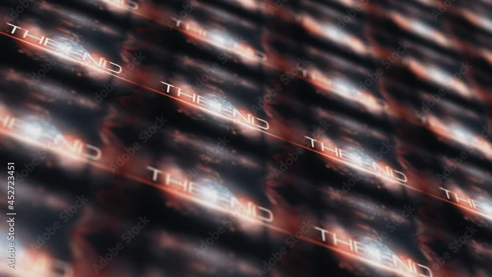 Poster the end cinematic title pattern on globe spinning and flare light shine animation background concept