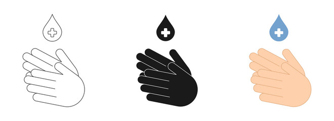Hand washing icons set. Prevention of coronavirus. Vector illustration.