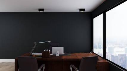 office manager room for company logo mockup with sky view