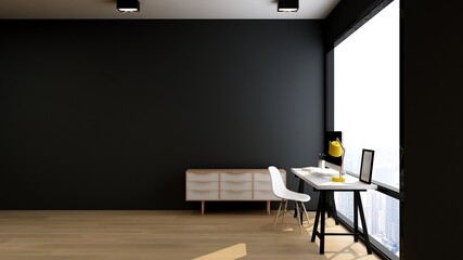 office manager room for company logo mockup with sky view