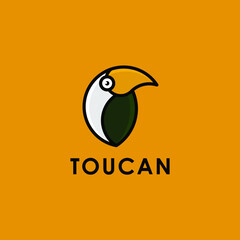 Minimalist Clean Toucan Bird Cartoon Logo Design