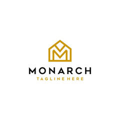Inittial M House Real Estate Elegant Logo Design
