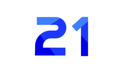 21 Number Modern Flat Blue Logo
