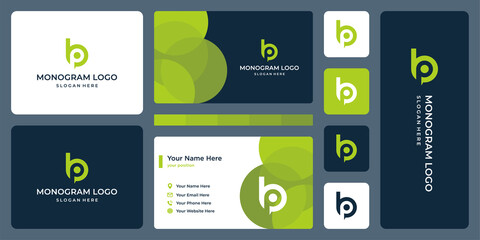 monogram of initial letters B and P. business card design. © Crelaba_Std