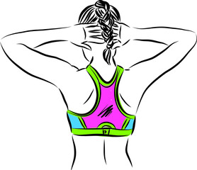 fitness woman with sport bra stretching vector illustration