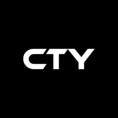 CTY letter logo design with black background in illustrator, vector logo modern alphabet font overlap style. calligraphy designs for logo, Poster, Invitation, etc.