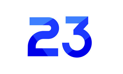 23 Number Modern Flat Blue Logo
