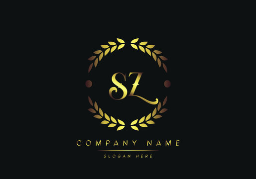 letters SZ monogram logo, gold color, luxury style, Vector Illustration