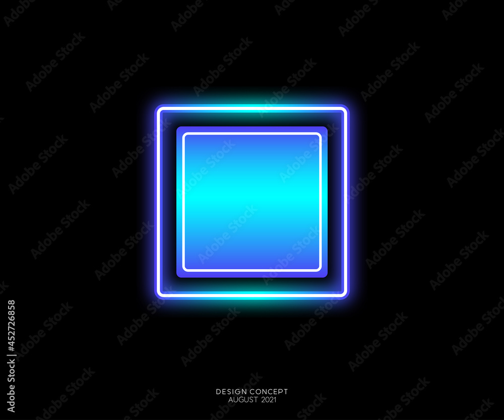 Poster abstract colorful square glowing with neon style isolated on black background. vector