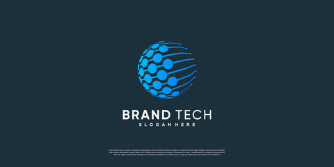 Globe logo with modern technology concept Premium Vector part 1