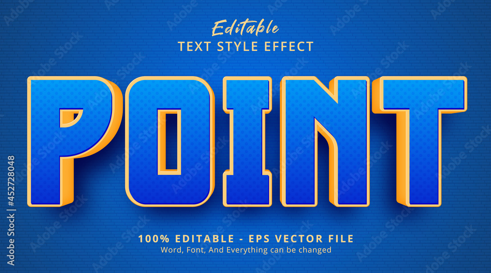 Poster editable text effect, point text on headline blue color style effect