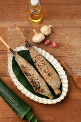 Top View Sate Bandeng: Traditional Cuisine from Banten, Indonesia. Sate Bandeng is Made from...