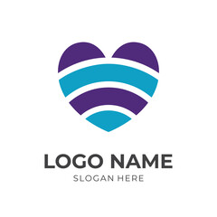 love logo design template concept vector with flat purple and blue color style
